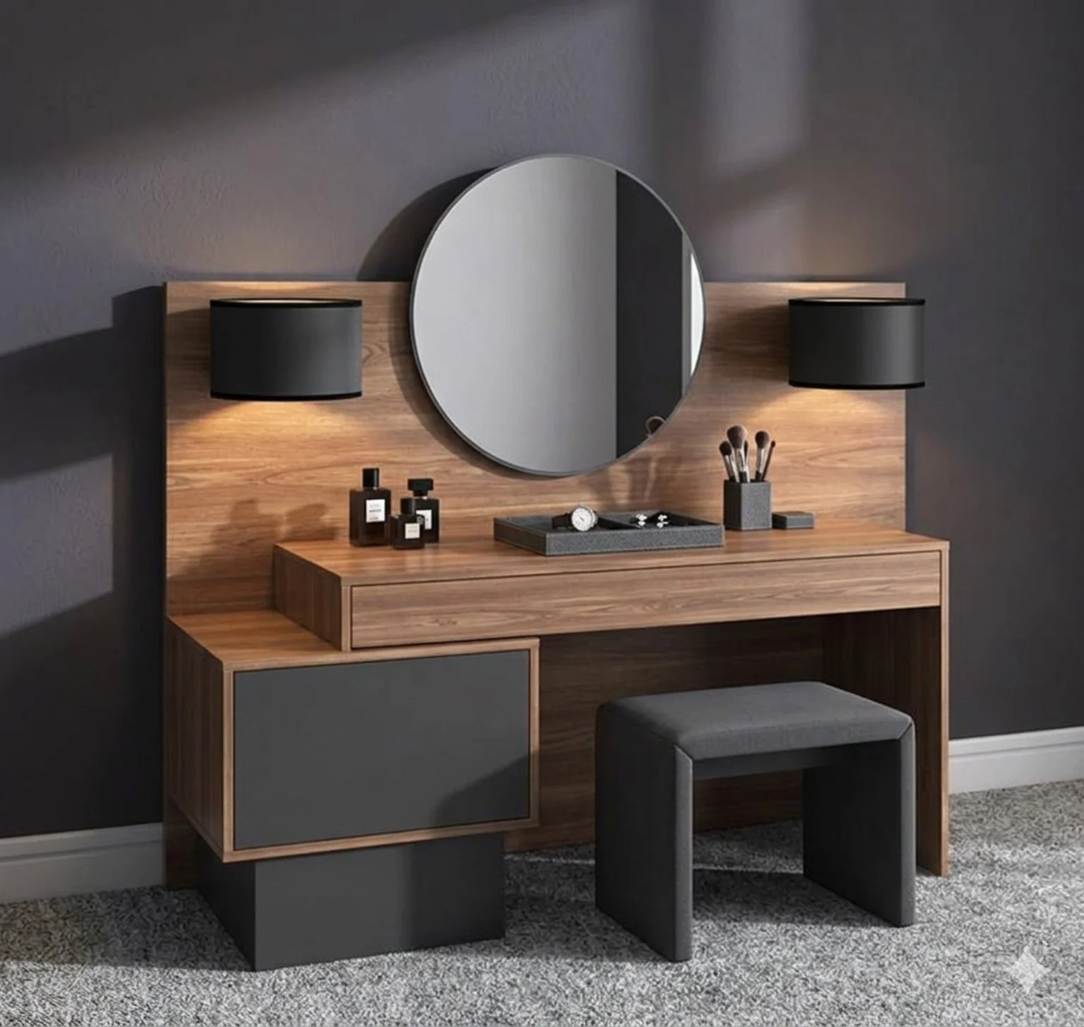 Custom wooden vanity and dressing table
